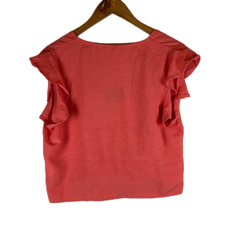 NWT Roxy Women's XL Sweeter Than This Button Up Tie Front Ruffle Sleeve Top - Picture 2 of 15